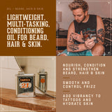 18.21 Man Made Noble Oud oil Benefits. Leightweight, multi-tasking conditioning oil for beard, hair and skin. Nourish, condition and stregthen beard and hair. Smooth and control frizz. Add vibrancy to tatoos and hydrate skin.
