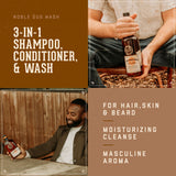 18.21 Man Made Noble Oud Wash benefits: 3-in-1 Shampoo, conditioner and wash for hair, skin and beard. Moisturizing cleanse, masculine aroma