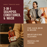 18.21 Man Made Wash Sweet Tobacco Product Benefits. Multi-purpose 3-in-1 Wash for Hair, Skin and Beard.