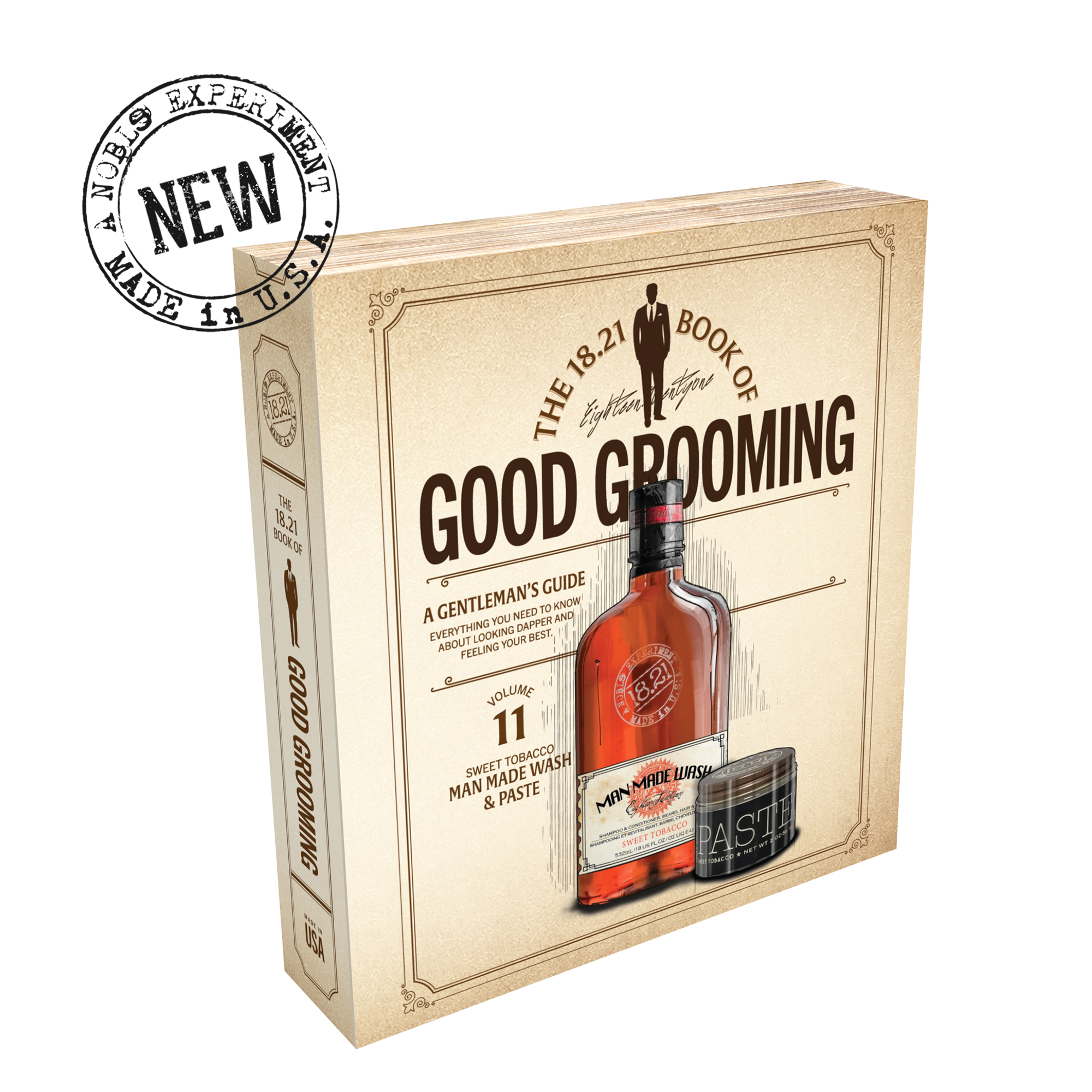 18.21 Man Made Book of Good Grooming Volume 11 Giftset:  18ozMan Made Wash and Hair Styling Paste in Sweet Tobacco Paste