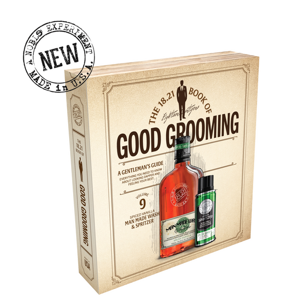 18.21 Man Made Book of Good Grooming Volume 9 Giftset:  Man Made Wash 18oz // Spirits Spritzers Body Spray in Spiced Vanilla Scent